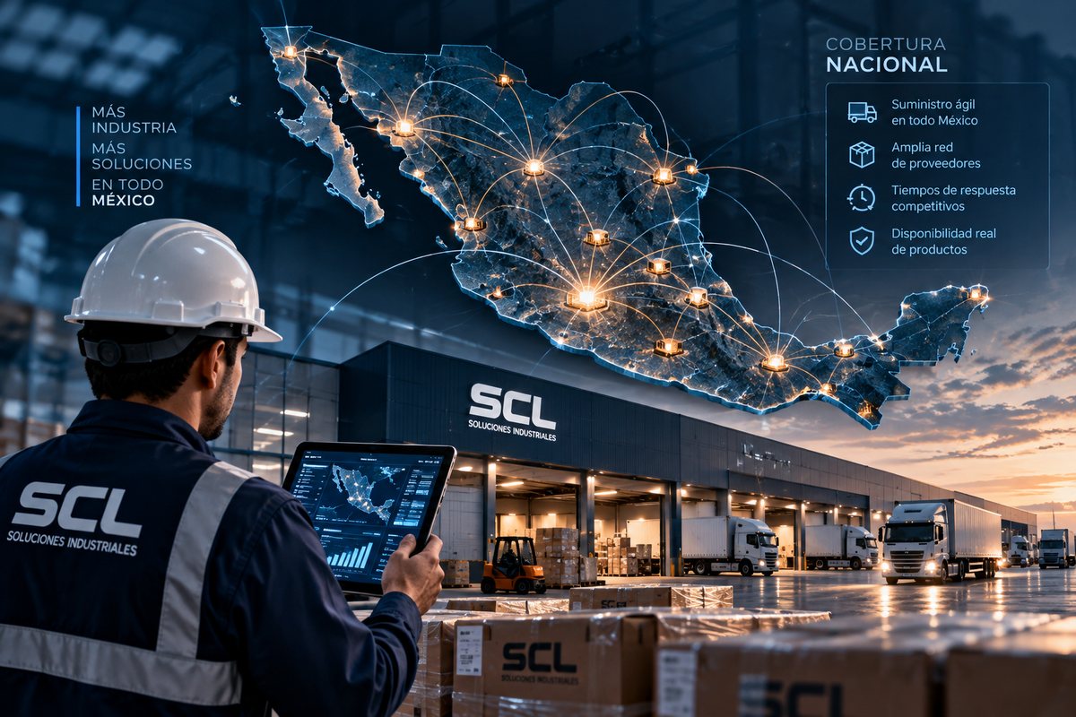 Red nacional de suministro de SCL Soluciones Industriales con mapa de cobertura en México